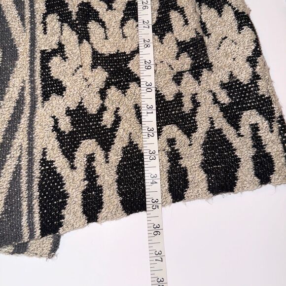 Lucky Brand Bali Cardigan Knit Open Front Draped Sweater Aztec Pt Black Cream L - Picture 9 of 14